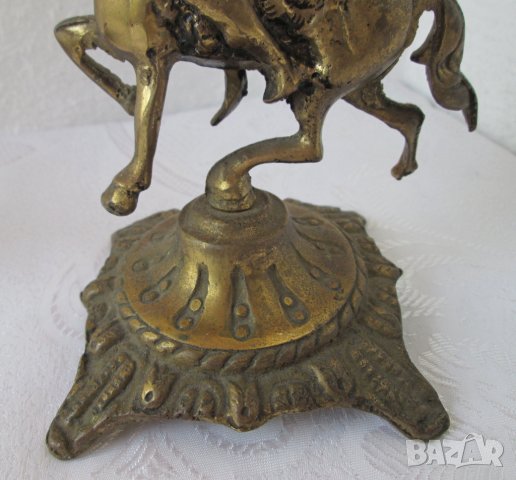 2 бр. свещник с рицар, месинг бронз метал, свещници фигура малка пластика, снимка 4 - Статуетки - 28963323