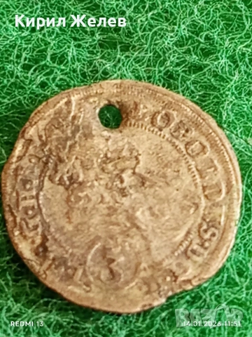 Сребърна монета 3 кройцера 1701г. Леополд първи Австрия за КОЛЕКЦИЯ 52964