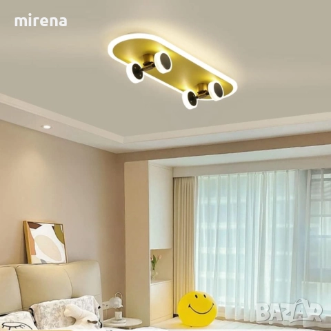 ЛЕД LED лампа полилей, детска лампа скейтборд, таванна лампа, модерна, снимка 9 - Лампи за таван - 52446663