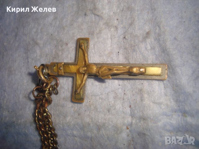 СТАРИННО ПОСРЕБРЕНО БРОНЗОВО РАЗПЯТИЕ КРЪСТ МАЙСТОРСКА РЯДКА РАБОТА с ПОЗЛАТЕНА РЕТРО ВЕРИЖКА 17316 , снимка 17 - Антикварни и старинни предмети - 37170808