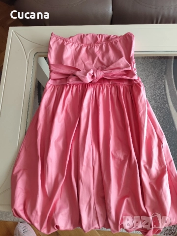 Розова сатенена рокля , снимка 2 - Рокли - 52025083