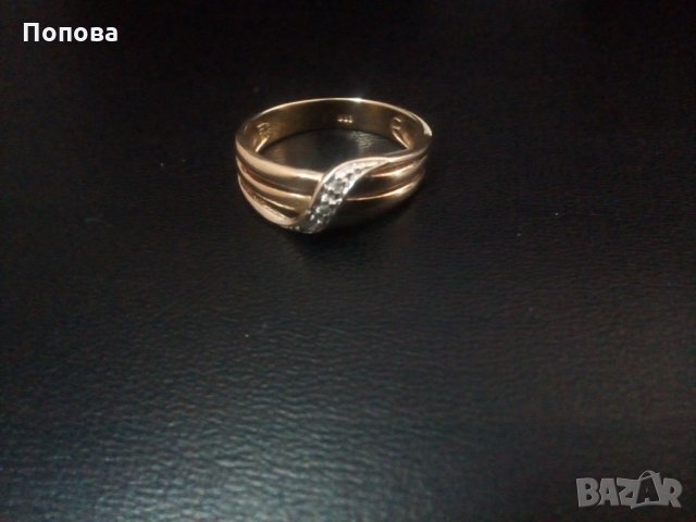 Дизайнерски златен пръстен с диаманти, снимка 6 - Пръстени - 35555060