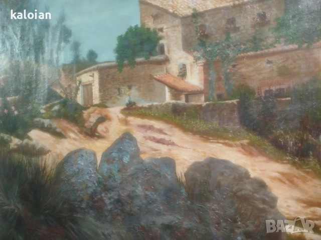 Esteban Alcantarilla Escamilla (1865-1936) Огромна антикварна картина изобразяваща пейзаж от винарск, снимка 11 - Антикварни и старинни предмети - 51317027