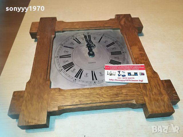 дървен часовник от германия 33х33см 0604212058, снимка 2 - Колекции - 32452231