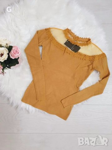 Блузка с тюл , снимка 2 - Блузи с дълъг ръкав и пуловери - 27141074