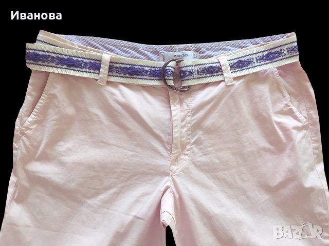 MANGO Страхотен памучен панталон с колан, снимка 7 - Панталони - 40646452