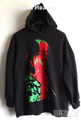 Billie Eilish H&M дамски суичър широк размер L Били Айлиш, снимка 2 - Суичъри - 53138080
