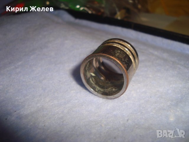СТАР МЕСИНГОВ с ПОСРЕБРЯВАНЕ АРТ МОДЕЛ ИНТЕРЕСЕН ЦИЛИНДРИЧЕН АЖУРЕН ПРЪСТЕН 12781, снимка 4 - Пръстени - 37420226