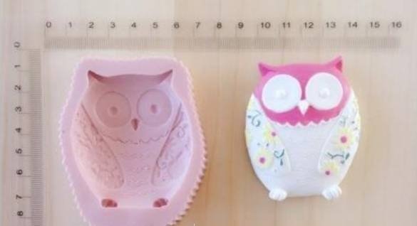 3D Сова Бухал Кукувица Бухалче силиконов молд форма калъп сапун гипс шоколад 