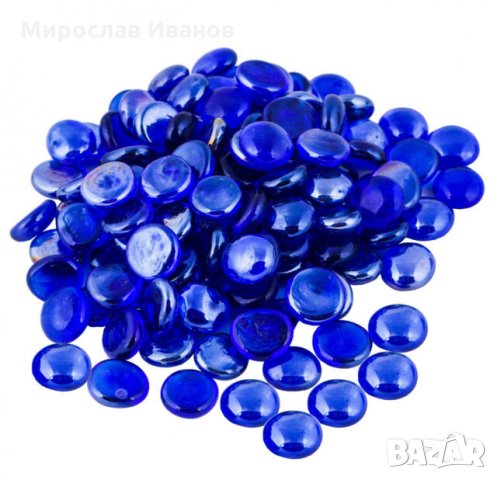 тъмносини овални стъклени камъ4ета 