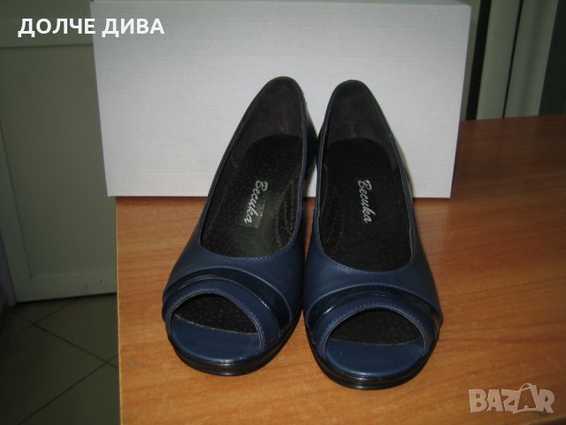 Дамски обувки естествена кожа  м.744 тъмно сини, снимка 2 - Дамски ежедневни обувки - 32463261