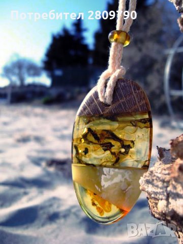 Приказна висулка от естествен балтийски кехлибар / Fabulous Pendant made of Natural Baltic Amber, снимка 3 - Колиета, медальони, синджири - 33332781