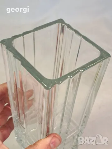 масивна стъклена квадратна ваза  6/3, снимка 5 - Вази - 49272144