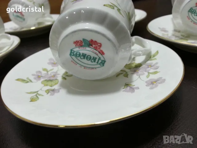 Стар български костен порцелан Бононя чашки за кафе , снимка 5 - Антикварни и старинни предмети - 48656528