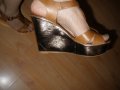 естествена кожа обувки ток платформа  7см Сандали, снимка 7