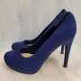 Елегантни сини дамски обувки на ток номер 38 , снимка 2