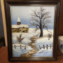  Картина зимен пейзаж дървена рамка , снимка 2