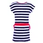 Нова дамска моряшка рокля на тъмносиньо и бяло райе, с червено коланче, снимка 2