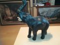 голям кожен слон-35х32х12см-внос швеицария, снимка 1