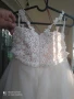 Сватбена рокля бяла с прасковен тюл, снимка 9