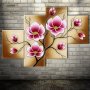 Диамантен гоблен Розова орхидея 4 части, снимка 1 - Гоблени - 35179314