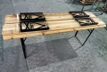 Сгъваем комплект градинска маса с 2 пейки - От чамово дърво, с отвор за чадър, снимка 4