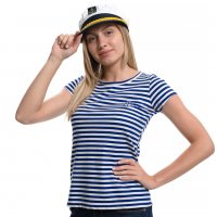 Дамски моряшки сет: тениска и капитанска шапка, снимка 2 - Тениски - 29975136