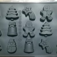 15 Коледни форми фигурки силиконов молд форма фондан шоколадови бонбони гипс сапун, снимка 1 - Форми - 38451985