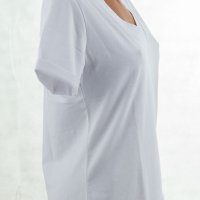 Бяла дамска блуза от памук с къс ръкав Numinou - S/M/L, снимка 4 - Блузи с дълъг ръкав и пуловери - 43101933