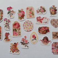 Скрапбук стикери "flowers are romantic" розова серия - 20 бр /комплект , снимка 1 - Други - 39558268