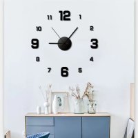 3D часовник за стена голям размер, фосфорисциращи стрелки, модерен дизайн, снимка 3 - Стенни часовници - 40438617