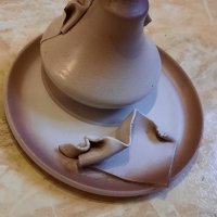 Декоративна керамична чиния и свещник , снимка 2 - Декорация за дома - 33125391