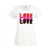 Дамска тениска Свети Валентин LOVE LOVE LOVE 1, снимка 3 - Тениски - 35648178