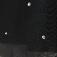 Черна блуза от тюл със сребристи камъчета и с поло-яка, снимка 4 - Ризи - 39690386