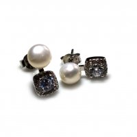 Обеци с перли и циркони, снимка 2 - Обеци - 35205716