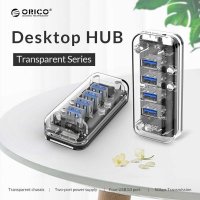 Orico хъб USB3.0 HUB 4 port Transparent - F4U-U3-CR, снимка 11 - Други - 43155335
