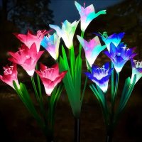 Соларни градински светлини с цветни глави на лилия ,водоустойчиви, снимка 3 - Соларни лампи - 43697809