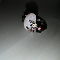Прекрасен дамски пръстен със сребърно покритие S925, с красив камък с отблясъци и нежни цветя, снимка 8 - Пръстени - 27525617