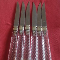 Красив комплект ножове 6 броя с прозрачна дръжка перфектно състояние 42056, снимка 1 - Прибори за хранене, готвене и сервиране - 43844982
