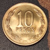 Чили 10 песос, 1998, снимка 1 - Нумизматика и бонистика - 43879924