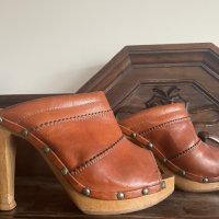 Чехли тип сабо, Естествена кожа , на ток, снимка 1 - Дамски елегантни обувки - 43394521