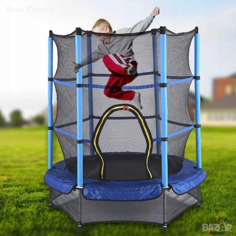 Осигурете забавление на вашите деца с  👧Мини батут с мрежа за безопасност!👧  ✅Цвят, снимка 1
