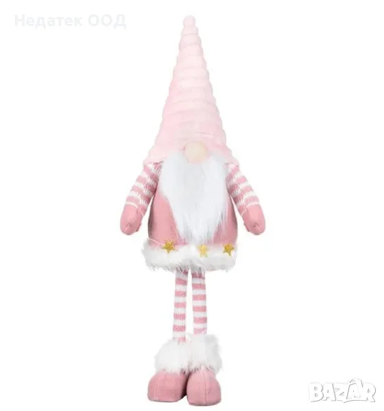 Коледна декоративна фигура, Гном, Розов, 59 см. , снимка 1