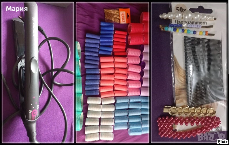 Преса за изправяне на коса, ролки и клипси, фиби и шноли, снимка 1