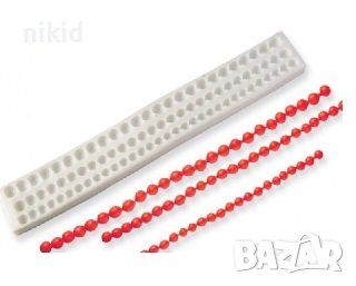 дълга лента с 3 размера перли перлички силиконов молд борд кант декор украса торта фондан, снимка 1