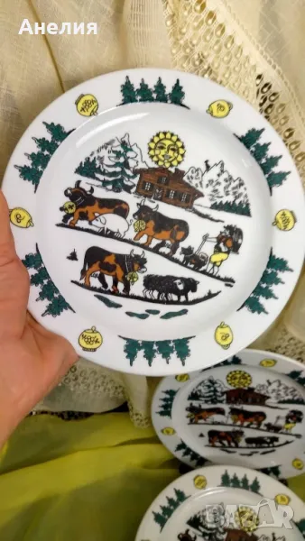 Чинии и сетове с крави от Швейцария , снимка 1