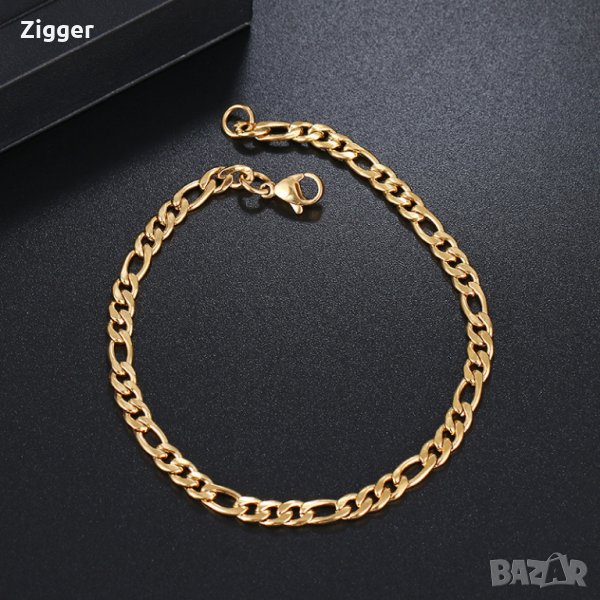 Гривна от медицинска стомана плетка Картие цвят златен/злато, снимка 1