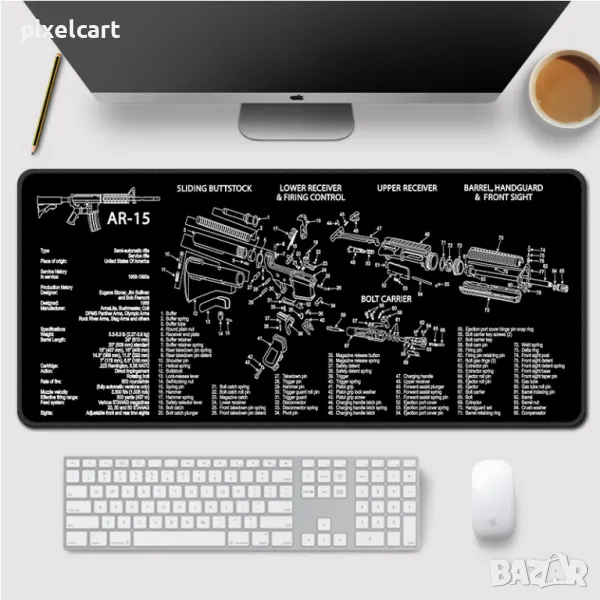 Геймърска подложка за мишка за цяло бюро AR-15, снимка 1