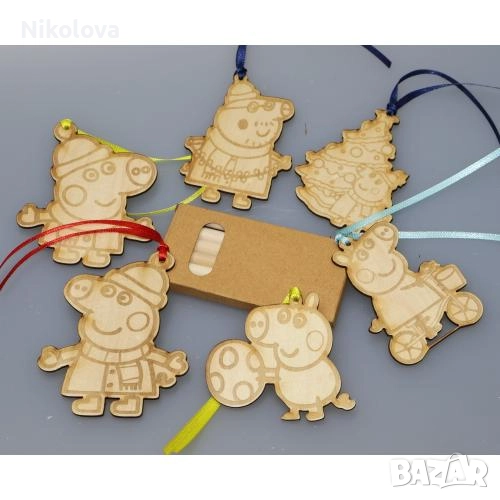 Сет от коледни фигурки за оцветяване + цветни моливи – любими герои на децата!, снимка 1