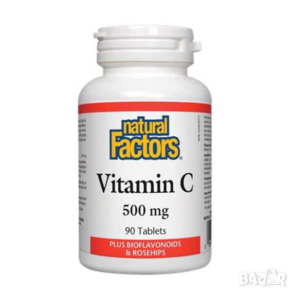 Natural Factors Vitamin C plus Bioflavonoids Шипка и Биофлавони за имунна сила 500 мг х 90 таблетки, снимка 1